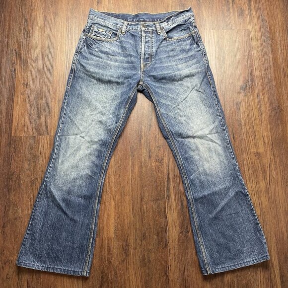 Ted Baker Other - Ted Baker London Jeans Mens 32R Blue Straight Baggy Button Fly Denim Faded